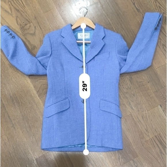CYRILLIS Paris 100% wool fitted blazer blue size 8 C3 preppy academia - Picture 13 of 13